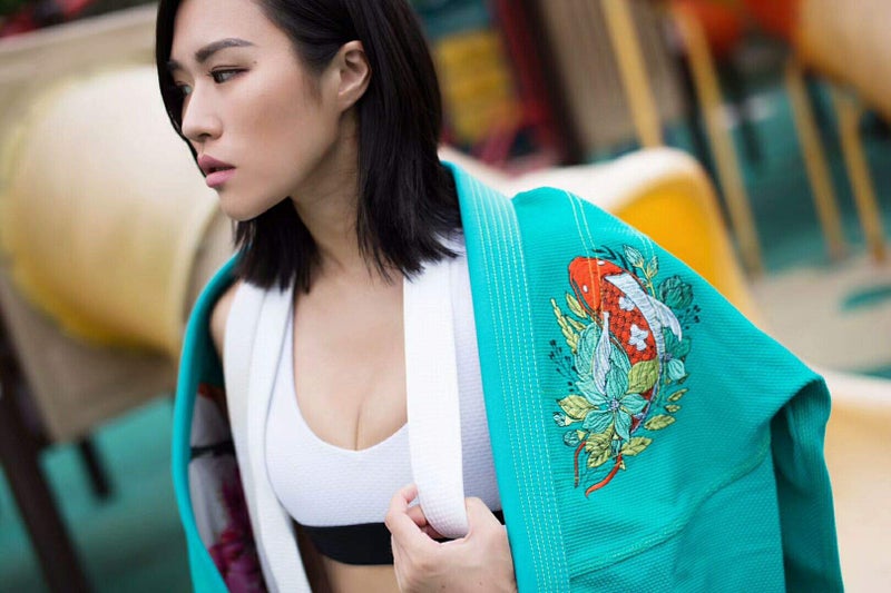 FLUORY Ladies Brazilian Jiu Jitsu Suit Female BJJ Gi Kimonos Women BJJ Uniform (BJJF20GREEN, F0) - Image 4